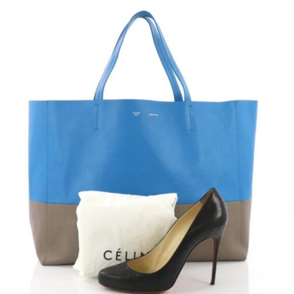 RARE! Celine Horizontal Blue Camel Bicolor Large Cabas Tote +dust bag VGC $1400 - Picture 2 of 16